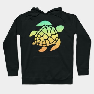 Pastel Orange Teal Ombre Faux Glitter Turtle Hoodie